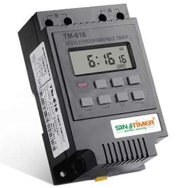 TM616 30AMP 4-polet Programmerbar Timer DIN-skinnemonteret Timer Switch Digital Timer 110V AC Programmerbar Timer Relæ