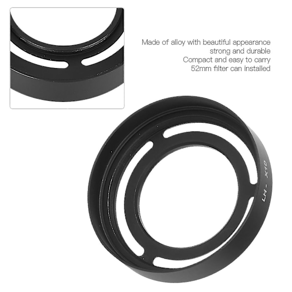 Lhx10 Smuk Udseende Hul Metal Kompakt Aftagelig Kamera Linseblænde til Fuji X10/x20/x30(bla