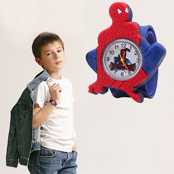 Barne-armbåndsur med tegneserie-Spider-Man-klokkegave