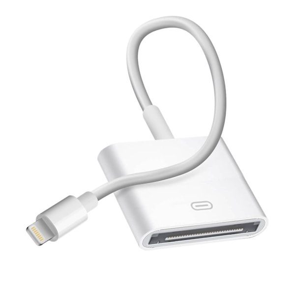 Lightning til 30-pin Ladeadapterkabel Hvit