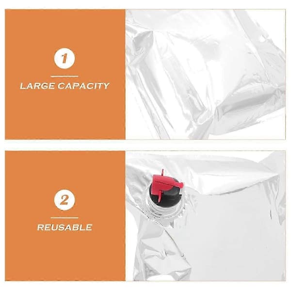 10 stk. Vinpose Refillposer Refillblærer 5L Vinpose Erstatningsposer Refill Dispenserpose Wi
