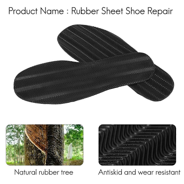 1 Par DIY Stick On Full Soles Häl & Handflata Skoreparation Antislip Griprubber Pads 29x11.5x0.2cm