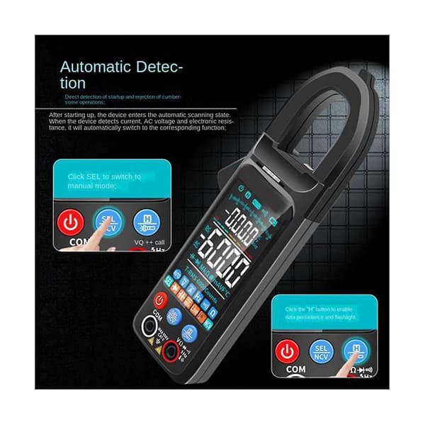 Strømtang DC/AC Spenning Strøm Digital Strømtang 6000 Teller 400A Multimeter Fargeskjerm Volt