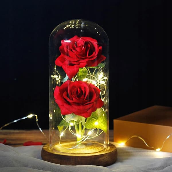 EVIGA DOBBELTROSE I GLAS Lysende LED-GAVE