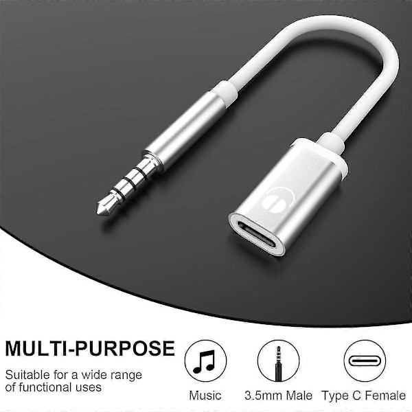 3,5 mm han til Type C hun lydkabel, analogt lydstik hovedtelefon lydadapter til MP3-afspiller, bærbar computer, tablets P20250110633 2024THO