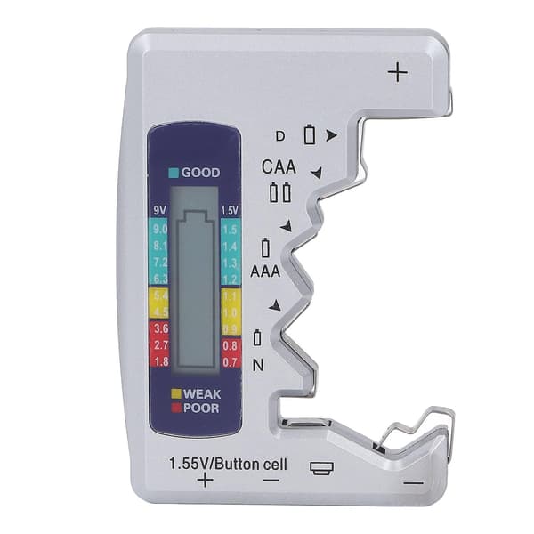Digital batteritester for 1.5V og 9V knappcelle med ABS LCD-skjerm