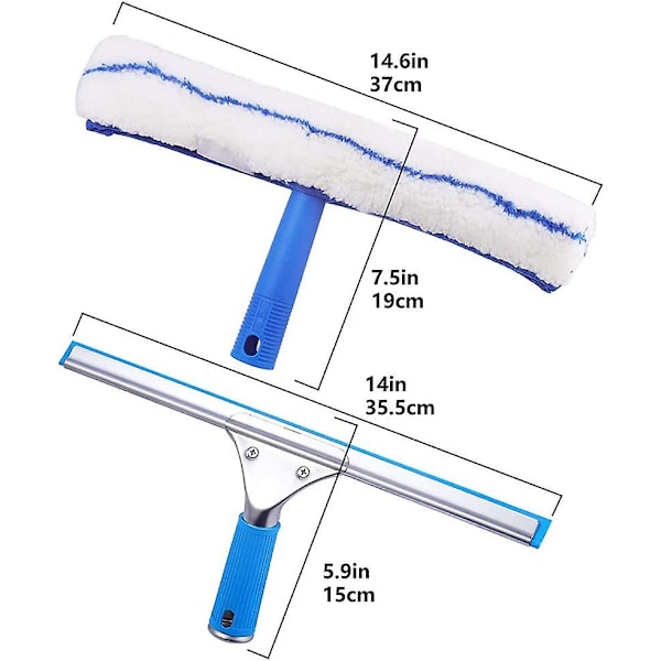 Fönsterrengöringsset, fönsterraka och mikrofiberduk, duschraka med gummiläpp, fönsterrengöringsverktyg, Aquablade-raka 35 cm