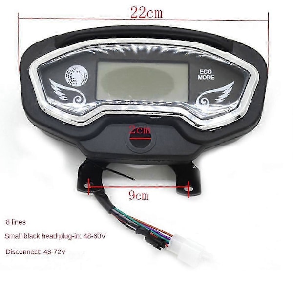 48-72V Elektrisk Tricykel LCD-Skjerm Indikator Hastighetsmåler Instrumentpanel Strøm Hastighet Batteri, Gl