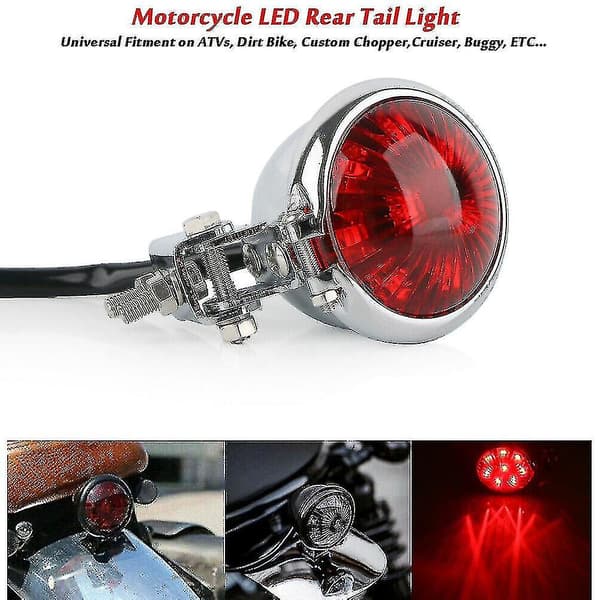 Motorsykkel LED Baklys Bremselys LED Baklys For Bobber Chopper Cafe Svart