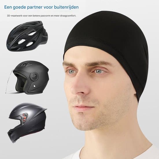 2-pack cykelmössa hjälmfoder, hög elasticitet snabbtorkande dammtät solskydd unisex för cykling, löpning, utomhus - Svart