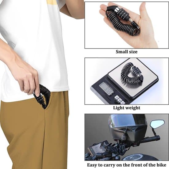 Cable Lock Combination Lock 4-piece - secure and compact - suitable for bicycles and helmets