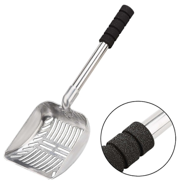 Metall Kattsandsspade med Djup Skyffel och Långt Handtag Avtagbar Rostfri Non-stick Kattsand