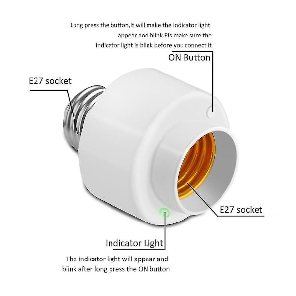 1 Pack Tuya Smart Life Wifi Smart Ljuslampa Sockeladapter E27 Strömbrytare Lamphållare För Amazon