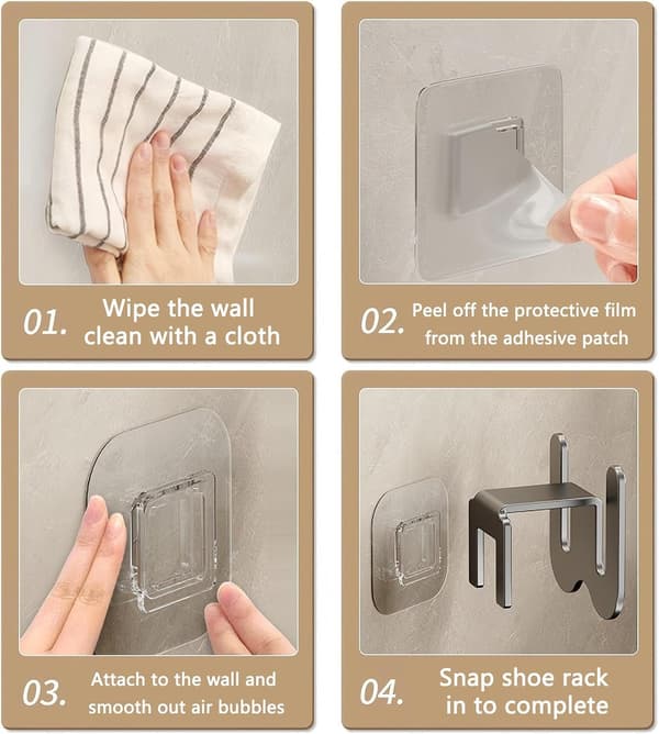 4-piece RV Shoe Rack No Drilling - Door/Wall Mounted Storage Rack
