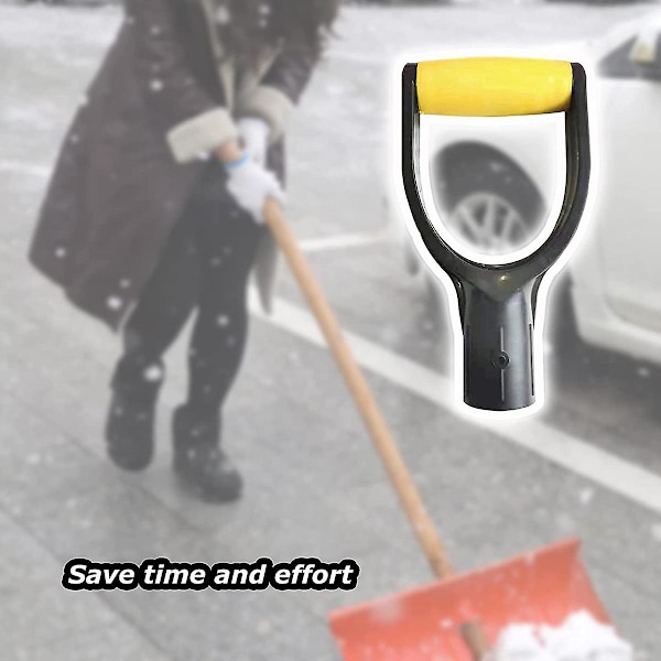 Spadehandtag i Plast med D-Grepp, 32 mm Inre Diameter, Snöspadehandtag, Snöspade, Grävspade (Gul)
