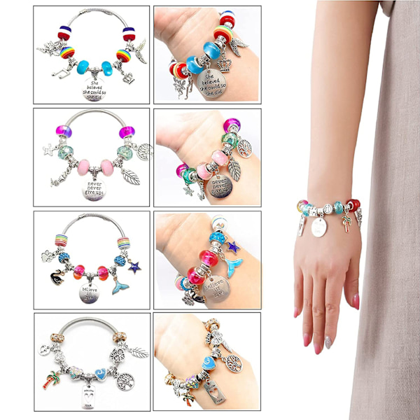 DIY-armband med enhörning, färgglada glaspärlor, handgjort armbandssats för barn, jul