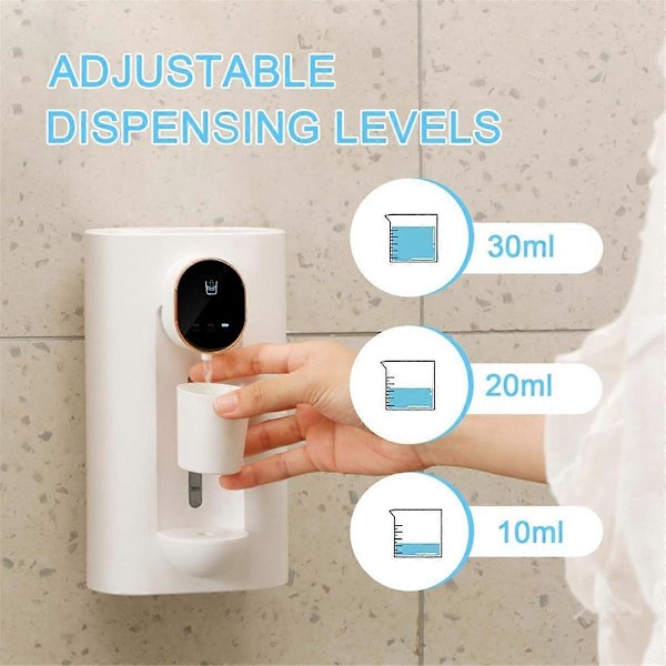Automatisk munsköljsdispenser för badrum 53 cl Väggmonterad Smart Munsköljsdispenser med 2 Återanvändbara Muggar Vit