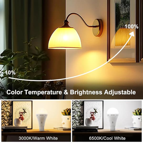 Two LED Bulbs, USB Rechargeable, with Remote Control and Timer, E26 Base, with Hook, Suitable for Table Lamps, Ceiling Lamps, and Night Lights.