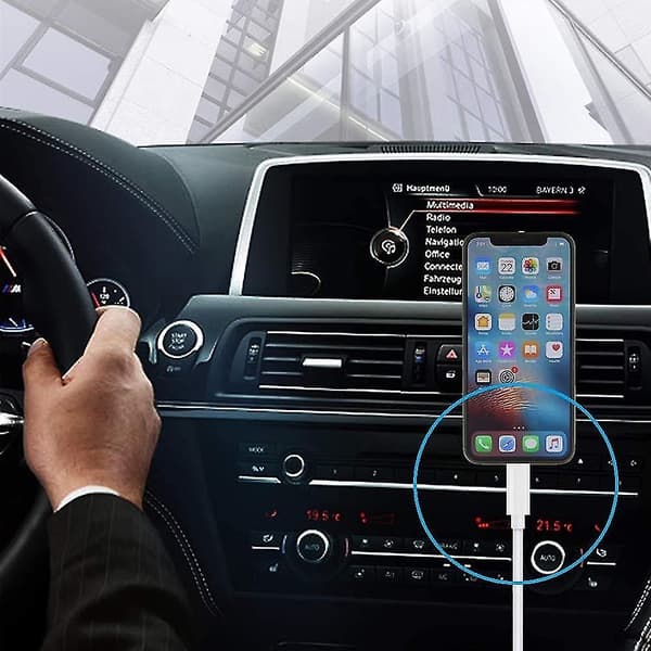 Aux-kabel kompatibel med iPhone, Lightning til 3,5 mm Aux lydkabel til bil
