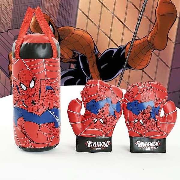 Boks Legetøjs Sæt Spiderman Tryk Stressaflastning PVC Aflastning Punching Bag Handsker til Børn