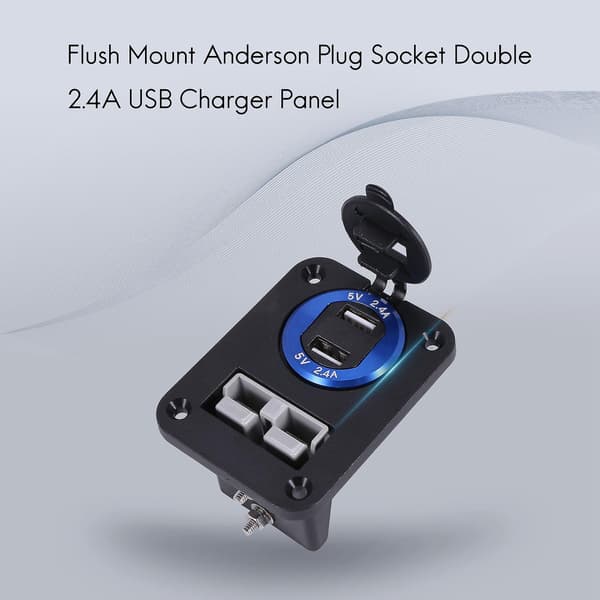 Planforsænket montering til Anderson stikdåse dobbelt 2.4a USB opladerpanel til båd lastbil autocamper
