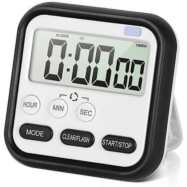 Digital Visuell Timer 24-timmars Magnetisk Klocka Stoppur Räkna Upp & Ner Timer med Stor LCD-Skärm Stora Siffror 2025:e