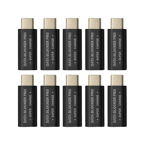 10 st USB Typ-C Datablocker Förebyggande Könsbyte-kontakt USB-C-kontakt Adapter för Blockering