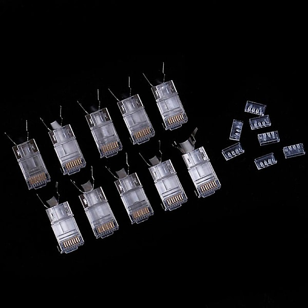 10 stk Cat7 Rj45-kontakt Cat 7 Krystallplugg Skjermet Ftp Rj45 Modulær Kontakt