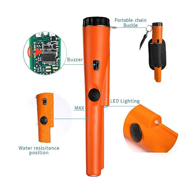 Metaldetektor Pinpointer Kompatibel Med Børn Og Voksne Inkluderer Et 9V Batteri Med Bælteholster 2024