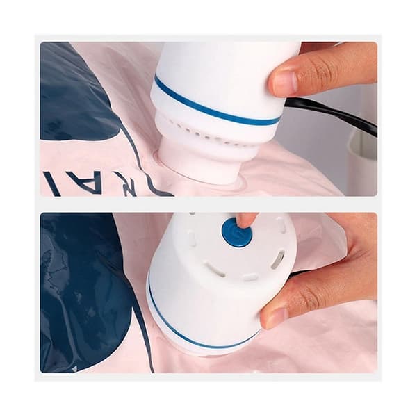 2 st Vakuumförpackningsväskor med Elektrisk Pump Mini Vakuumförslutare Spara Utrymme för Kläder Mat E