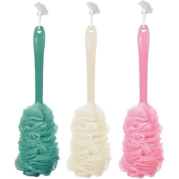 3x Kroppsborste, Långhandtag Bad Exfolierande Borste, Färgglad Kroppsborste Set för Exfoliering