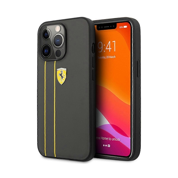 Skal för iPhone 13 Pro Stripes-modell i lyxigt läder, mörkgrå