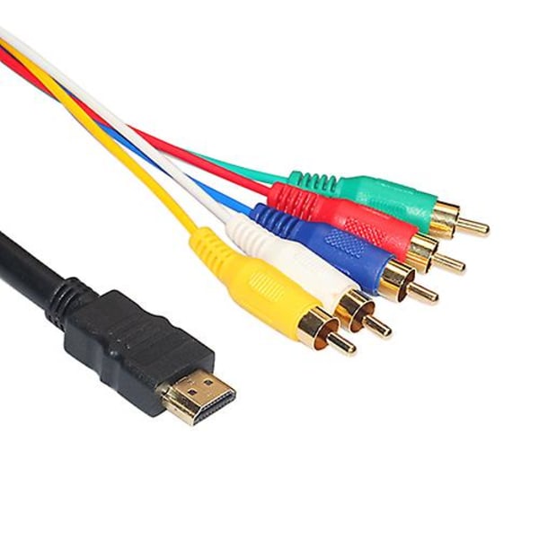 Fiauli 1,5 m HDMI-kompatibel hane till 5-RCA RGB Audio Video AV Komponent Konverteringskabel Guldpläterad 2025:e
