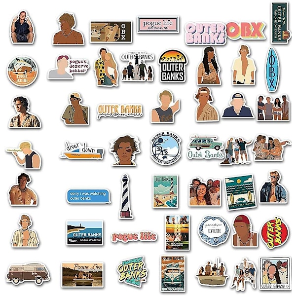 100 st Outerbanks Obx Pogue Life Vattentäta Vinyldekaler för Laptop, Skrapböcker, Vattenflaskor, Skateboards, John B Jj Stickers Present