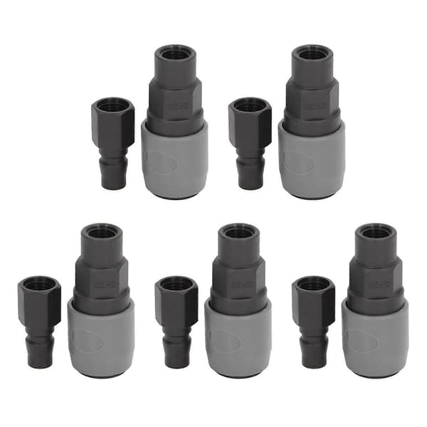 5 Set Pneumatiska Kopplingar Luftkoppling Snabbkoppling Typ C Självspärrande Hontråd (SF+PF20)