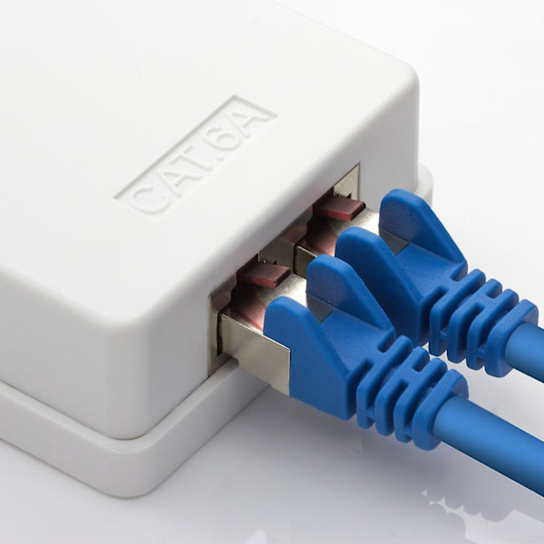 2x Cat 6a Nettverkskontakter, 2x Ftp Rj45 Kontakter, Skjermet 10gbit Ethernet Lan Veggmonteringskabel, Hvit