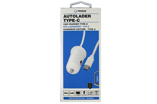 Biloplader USB-C-kabel 1,2 m 12–24 V