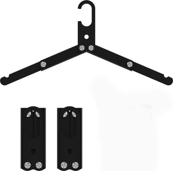 3-pak foldbare bøjler - Aluminium - til rejser/krydstogter/camping - Sort