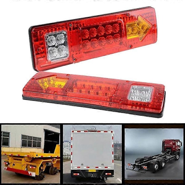 2 st LED-bakljus för bil, släpvagn, lastbil, bakre blinkers, bromsljus, vattentäta