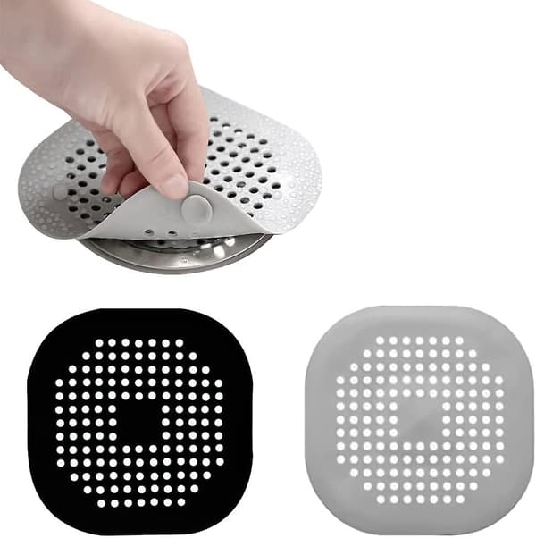 Set med 2 silikonavloppsskydd, diskbågsfilter med sugkopp, badkarshårfilter, duschhårfilter, köksavlopp