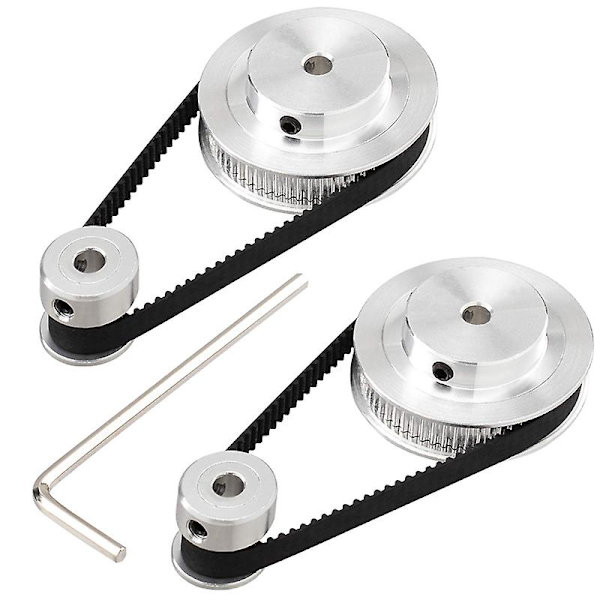 2 Kit GT2 Synkront Hjul 20&60 Tænder 5mm Boring, Aluminium Timing