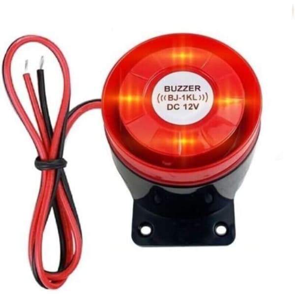 Mini strobosiren med 12V DC-kabel, 120dB hörbart larmsystem för hemsäkerhet, rött blinkande ljus