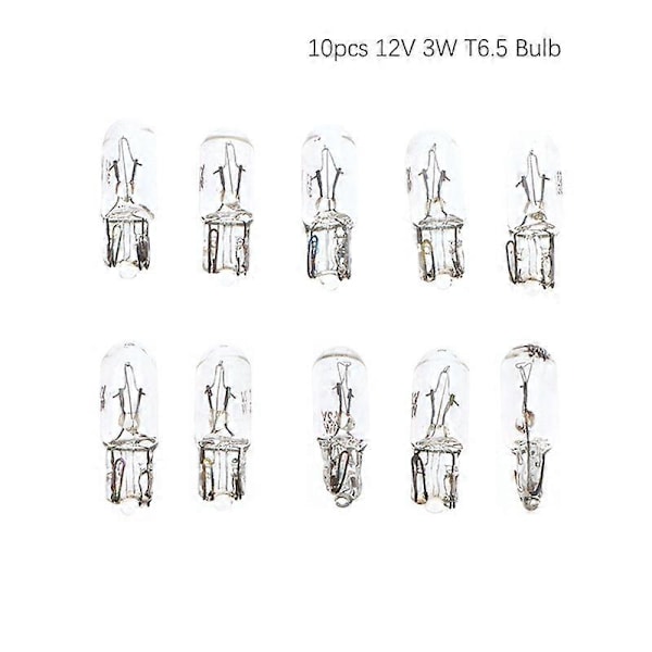 10 stk. Pære 12V 3W T65 Bil Instrumentbræt Instrumentpanel Lys Indikatorlys Biltilbehør