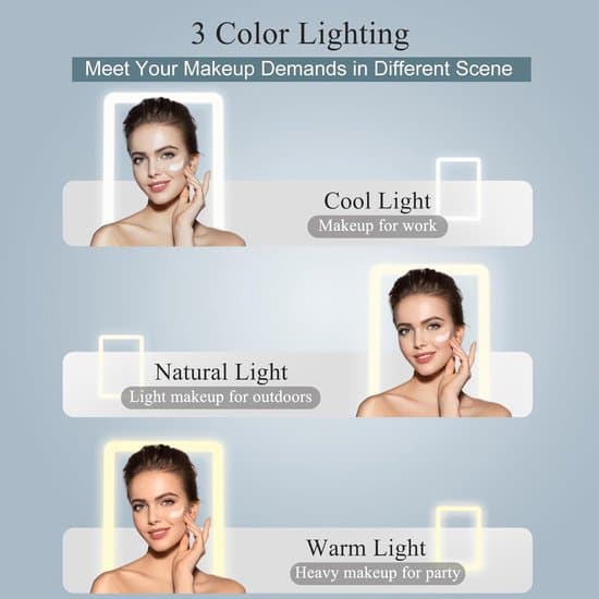 Foldable Makeup Mirror - LED Illuminated Mirror - 3 Light Modes - Dimmable Touch Control - USB Charging - Travel Mirror - Table Mirror