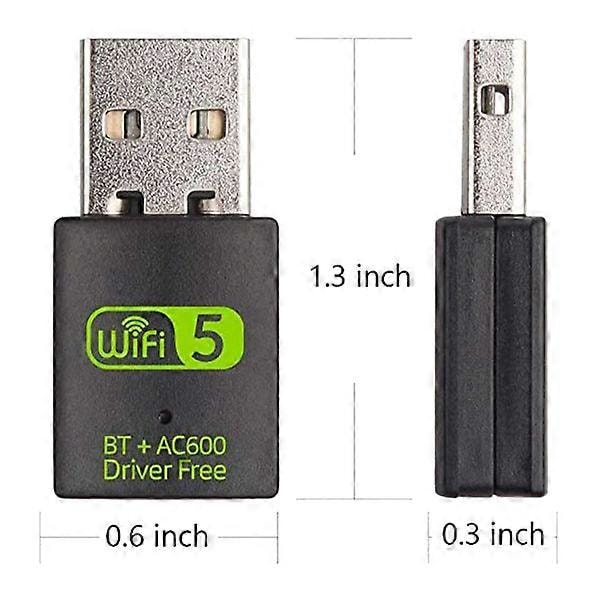 USB WiFi Bluetooth Adapter, 600Mbps Dual Band Trådløst Netværk Ekstern Modtager, WiFi Dongle til PC 2024THO