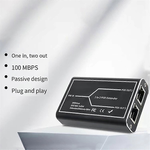 Gigabit Poe Extender 2 Port 1000m Netværk Switch Repeater 30w Ieee802.3af/at Plugplay Til Poe Switch Nvr Ip Kamera