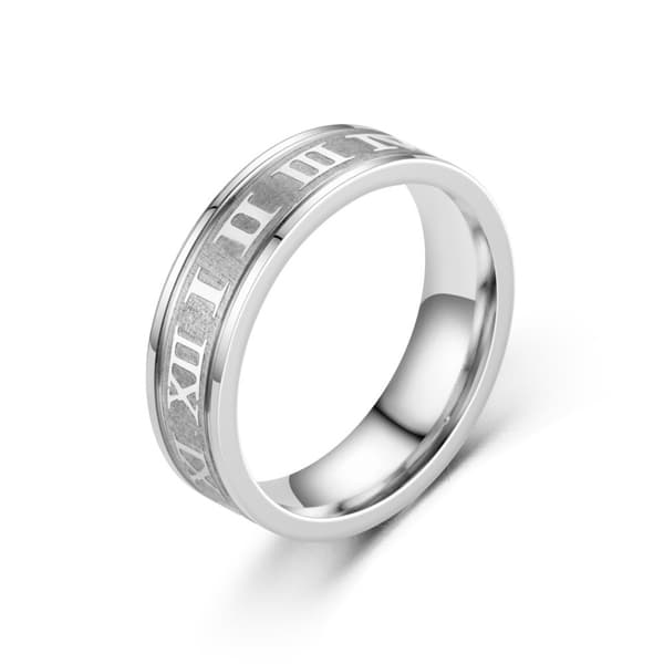 Smal Ring med Romerska Siffror Silver
