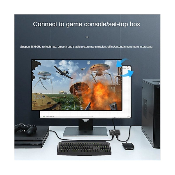 8k UHD-kompatibel Switch 2 In 1 Ut/1 In 2 Ut Bidirektionell Hög Hastighet 48gbps Switcher Stöd 8