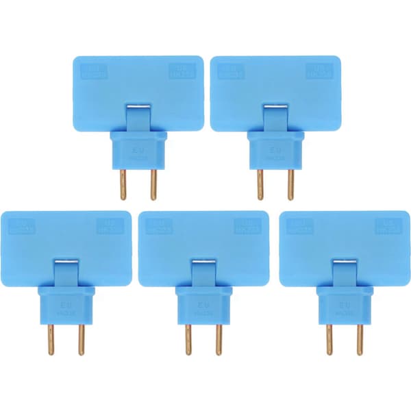 Jeffergarden 5 stk trådløs EU-pluggomformer 180 graders forlengelse 1 til 3 EU-pluggadapter 110-250V blå
