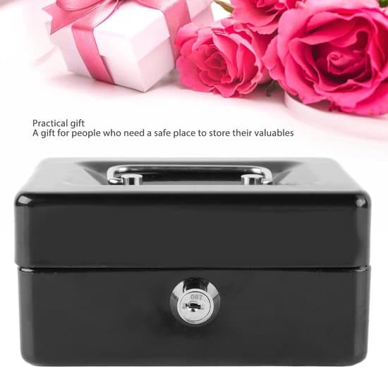 Fireproof safe with lock, metal storage box, key, money, documents, home and car safe.